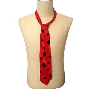VTG FRED HAYMAN Beverly Hills 100% SILK TIE Red Black Polka Dot ITALY Whimsical